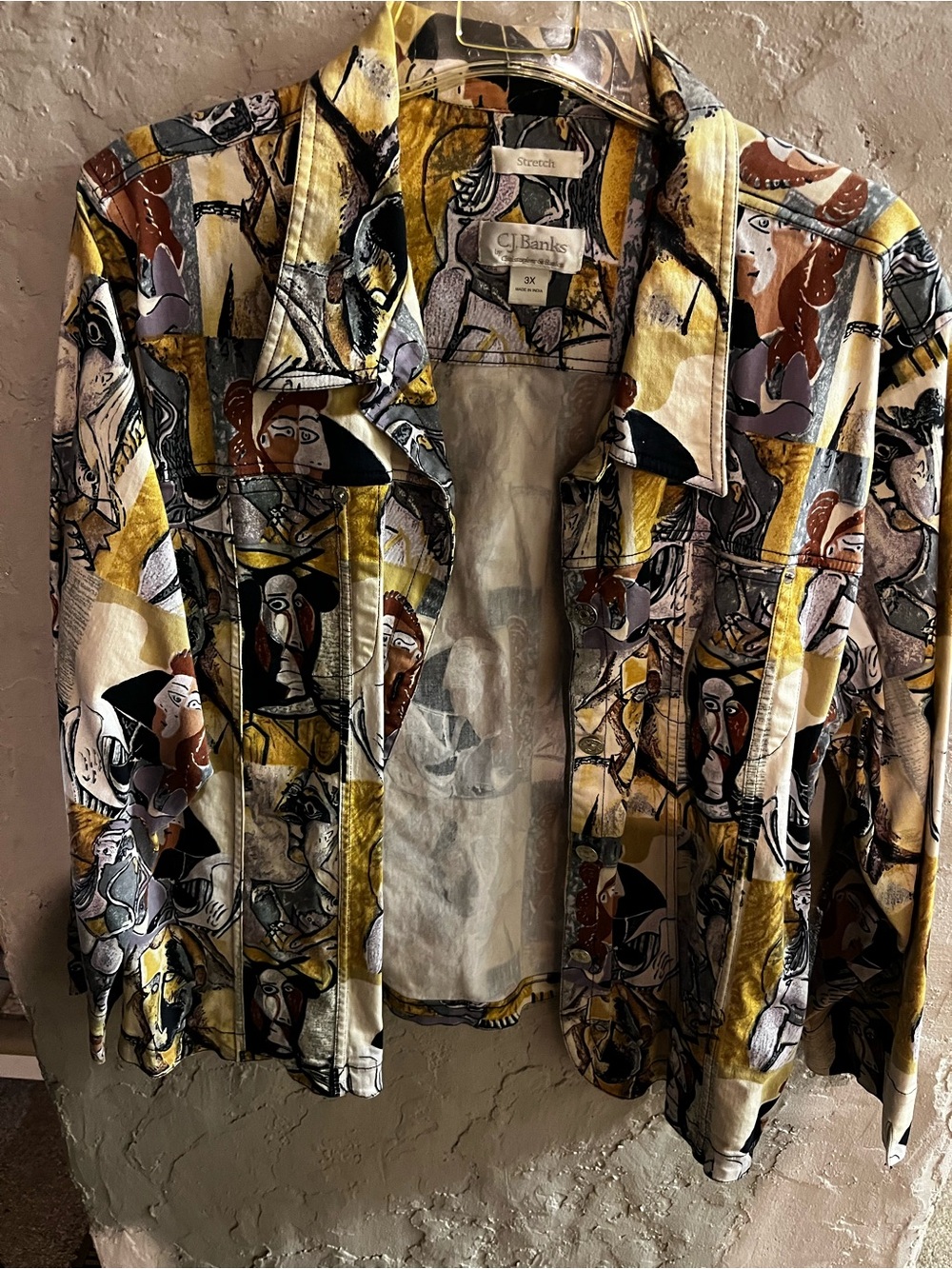 🎨 CJ Banks Plus Size Abstract Art Print Jacket – Size 3X